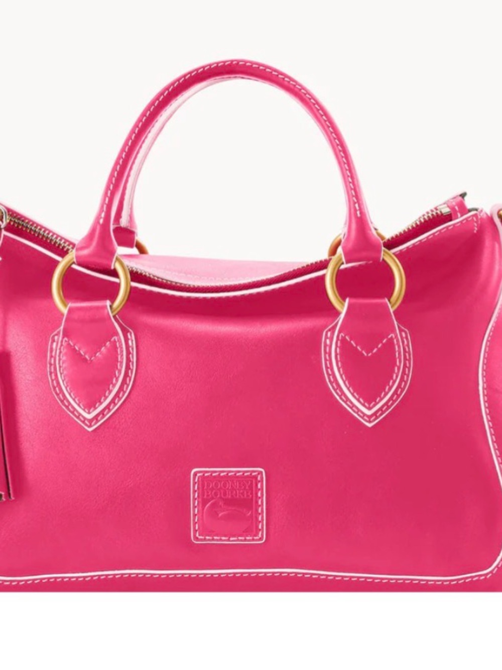 Dooney & Bourke Fuchsia Med EdgeFlorentine Leather Satchel with Gold Hardware